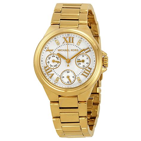 Michael Kors Mini Camille GMT White Dial Gold